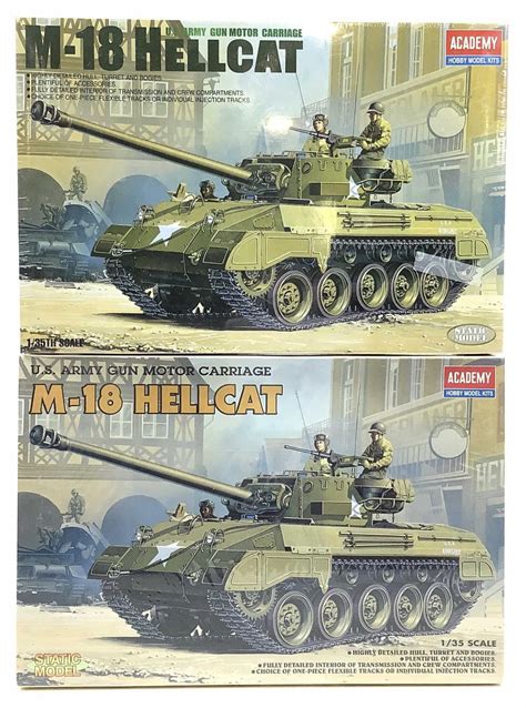 Lot - (2) New Academy M-18 Hellcat Tank Model Kits