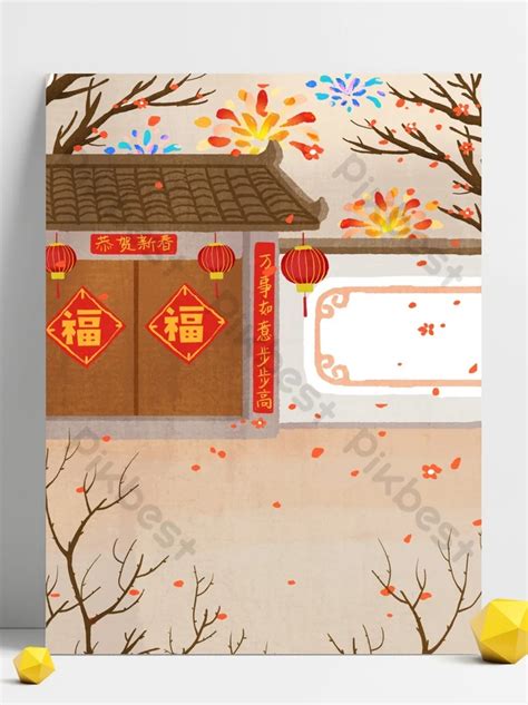 Happy Chinese New Year With Fireworks Background Backgrounds | PSD Free ...