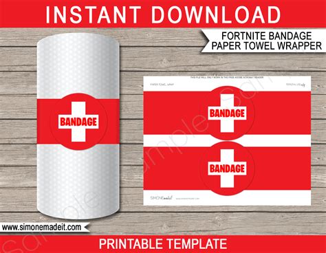 Fortnite Bandage Paper Towel Printable Template | Fortnite Decorations