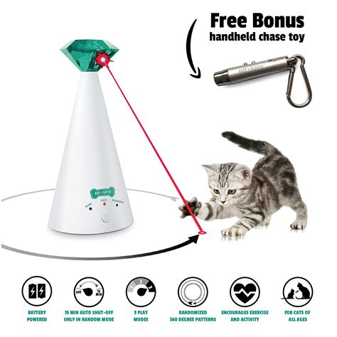 Ruff ‘n Ruffus Automatic Laser Cat Toy + Free Bonus 3-in-1 Chase Toy | Interactive Cat Chase Toy ...