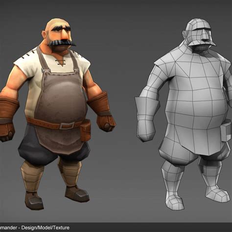 low poly game character design, modelled and textured. Modo and Photoshop unit in an upcoming ...