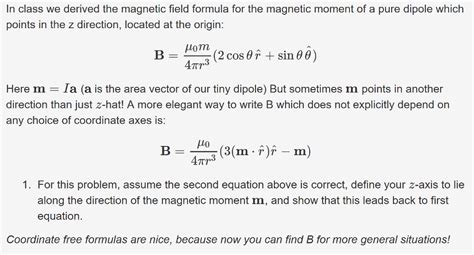 Solved In class we derived the magnetic field formula for | Chegg.com