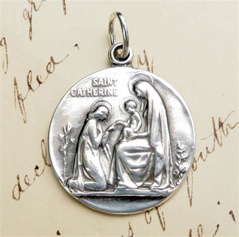 St Catherine of Siena Medal Sterling Silver Antique Replica Patron ...