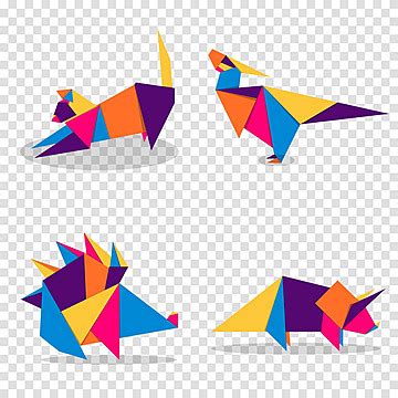 Origami Animals Set Vector Designs Of Abstract Animal Logos And Animal ...