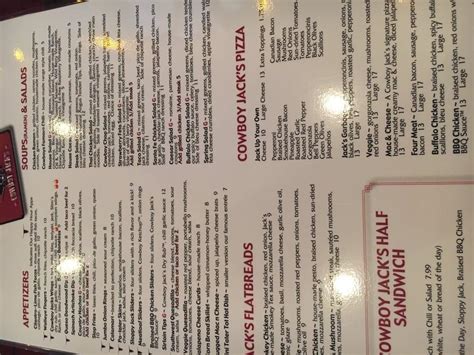 Menu at Cowboy Jack's pub & bar, New Brighton, Palmer Dr