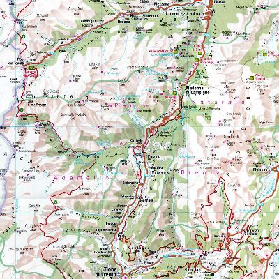 Mountain lodges map in the Dolomites Alps Italy