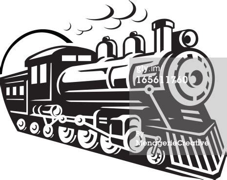 Line Art Graphic of steam train emerging from a tunnel | Train clipart, Clip art, Train