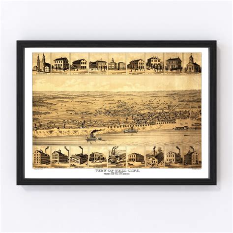 Vintage Map of Tell City, Indiana 1870 by Ted's Vintage Art