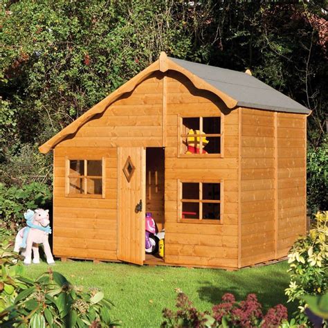 Children Large Wood Playhouse Kids Garden Swiss Chalet Cottage House Outdoor Den #Rowlinson ...