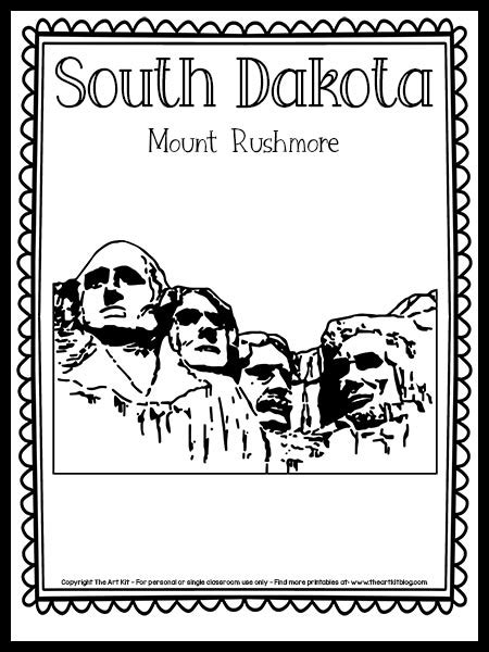 South Dakota Mount Rushmore Coloring Page {FREE Printable!} - The Art Kit