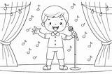 Coloring Page And Book A Boy Singing On The Stage Stock Illustration  sketch template