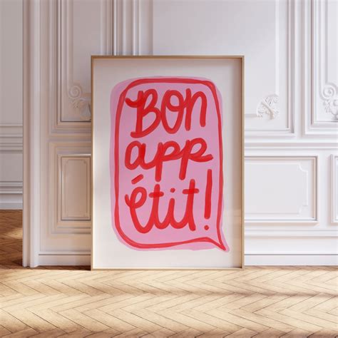 Bon Appetit Print, French Phrase Art Print, Kitchen Digital Download ...