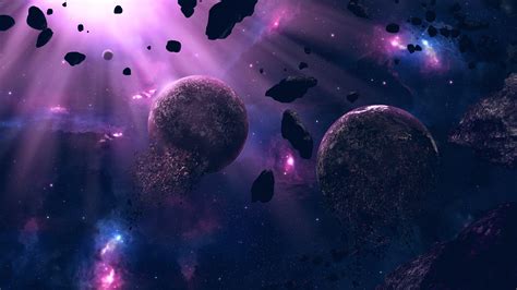 Download Purple Asteroid Explosion Space Sci Fi Planet 4k Ultra HD Wallpaper by BoOdA6tem