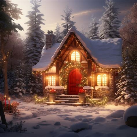 Premium Photo | Cozy SnowCovered Cabin in the Woods Christmas 25 dec ...