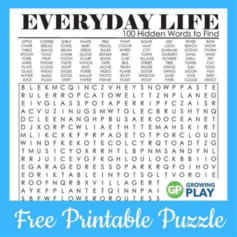 100 Hard Word Search Puzzles Printable - FREE - Growing Play