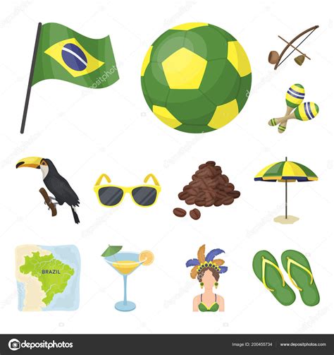 Country Brazil cartoon icons in set collection for design. Travel and ...