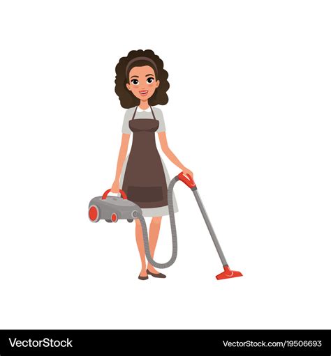 Cartoon character of hotel maid with vacuum Vector Image