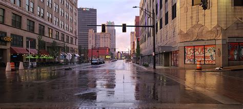 Downtown Akron At Night