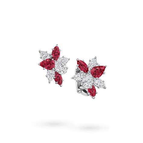 Winston Cluster Ruby and Diamond Earrings