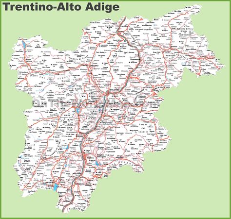 Large detailed map of Trentino-Alto Adige with cities and towns - Ontheworldmap.com