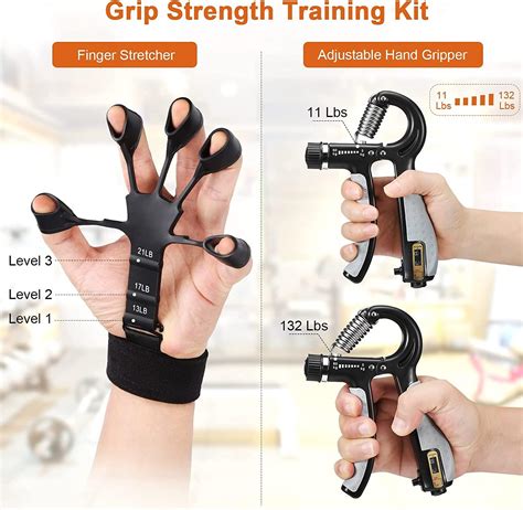 Adjustable Hand Grip Strengthener, Finger Stretcher & Trainer for Muscle Building, Therapy ...