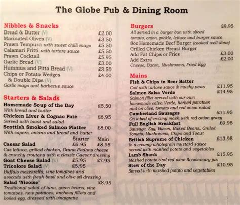 The Globe Menu, Menu for The Globe, Covent Garden, London - Zomato UK