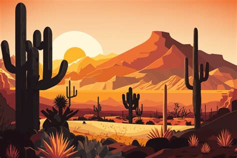 Western desert vector sunset background. (2630273)