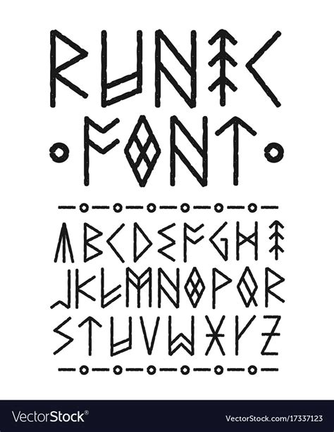 Runic hand drawn font ink brush Royalty Free Vector Image