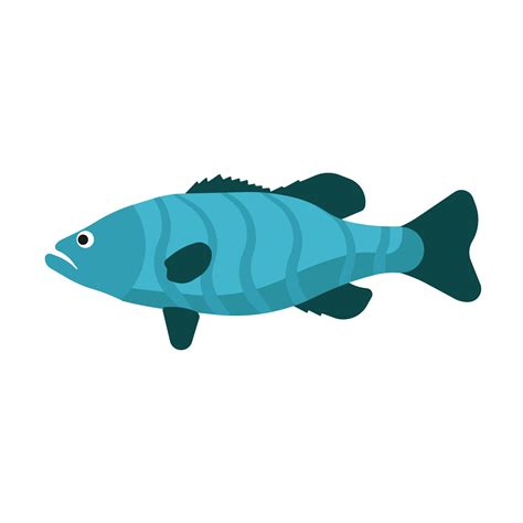 Fish side view vector icon sea animal illustration. Underwater cartoon ...