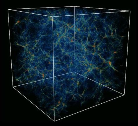 The "cosmic web" predicted by numerical simulations of formation of structures in the universe ...