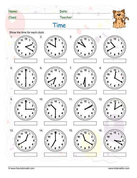 Telling Time Worksheets pdf Downloads | MATH ZONE FOR KIDS