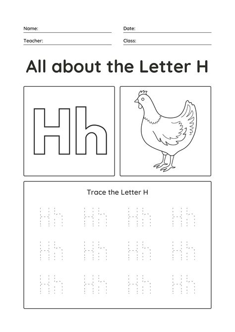 5 best images of letter h writing worksheets printable - letter h ...