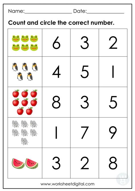 Count and Circle the Number - Worksheet Digital