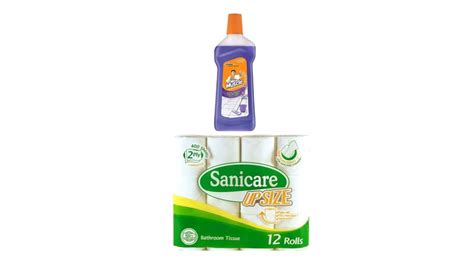 Sanicare Bathroom Tissue 2ply x 400 sheets - 12 rolls + Mr. Muscle All Purpose Cleaner Wild ...