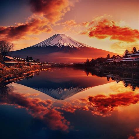 Premium AI Image | sunrise over mt fuji