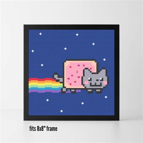 Nyan Rainbow Cat Meme Cross-stitch PDF Pattern Instant Digital - Etsy