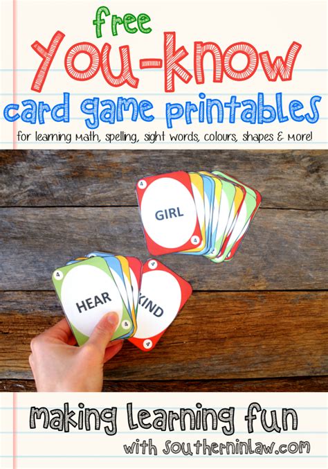 Southern In Law: Free Printable "You Know" Card Game to Make Learning Fun