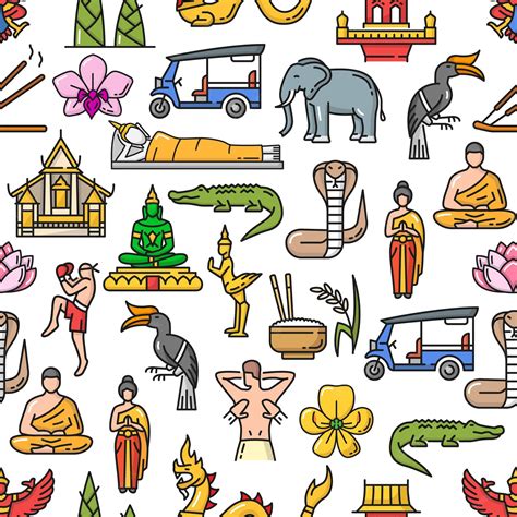 Premium Vector | Thailand travel culture religion seamless pattern