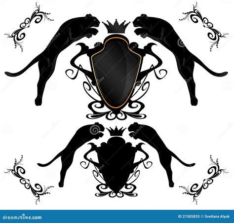 Black Leopards Emblems Vector Stock Vector - Illustration of royal, vector: 21505835