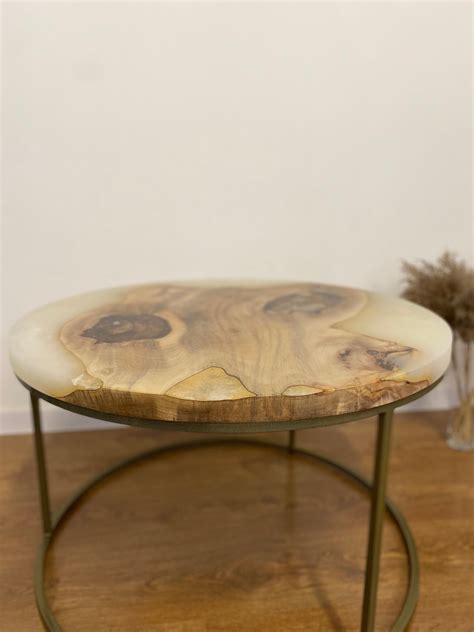Wood Epoxy Resin Coffee Table, Gold Coffee Table, Modern White Coffee Table, Walnut Farmhouse ...
