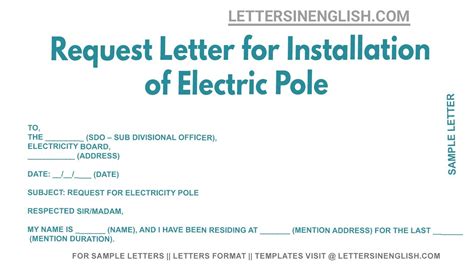 Request Letter For Installation Of Electric Pole - Letter for Installation of Electric Pole ...