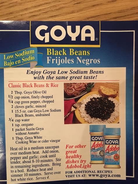 √ Goya Black Bean Soup Recipe On Back Of Can - Italus Elaine