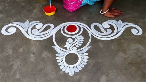 easy and simple alpona design for laxmi puja / laxmi puja special floor ...