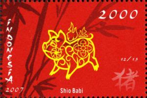 Prangko: Shio Babi (Indonesia(Chinese Zodiac Signs) Mi:ID 2509,Sn:ID 2098l,Yt:ID 2240