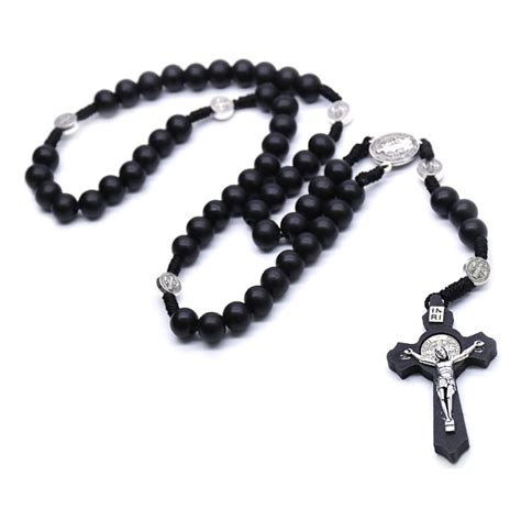 YESTUNE Black Wooden Christ Jesus Cross Religious Necklace Catholic ...