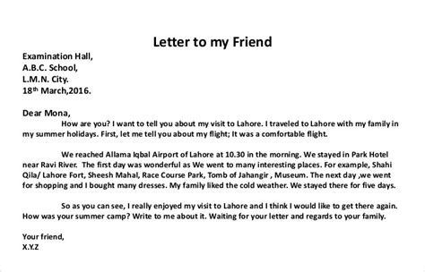 9+ Friend Personal Letter Format - MariannHishaam