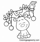 Cute Christmas Deer Coloring Page  Free Printable Pages sketch template