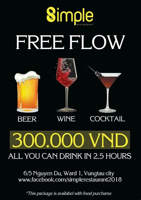 FREE FLOW WINE, BEER & COCKTAIL ONLY 300.000 VND, Restaurants & Bars, 28 Nov 2019