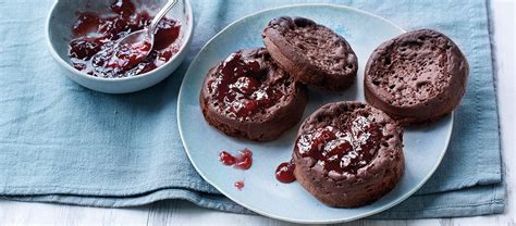 Chocolate Crumpets with Black Cherry Jam | The Great British Bake Off