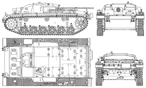 StuG III Blueprint - Download free blueprint for 3D modeling